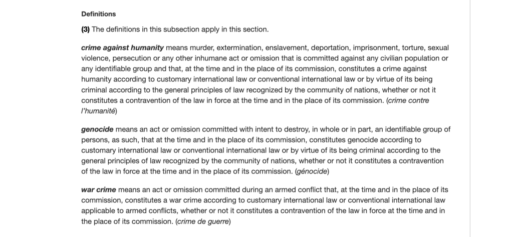 Crimes Against Humanity and War Crimes Act